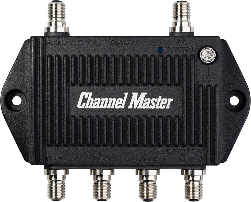 Channel Master TV Antenna Booster 4-4-Port TV Antenna Distribution Amplifier, Built-in LTE Filter, 7.5dB Gain, Compatible with Non-Amplified TV Antennas, Increases Signal Strength, Indoor/Outdoor - Image 1